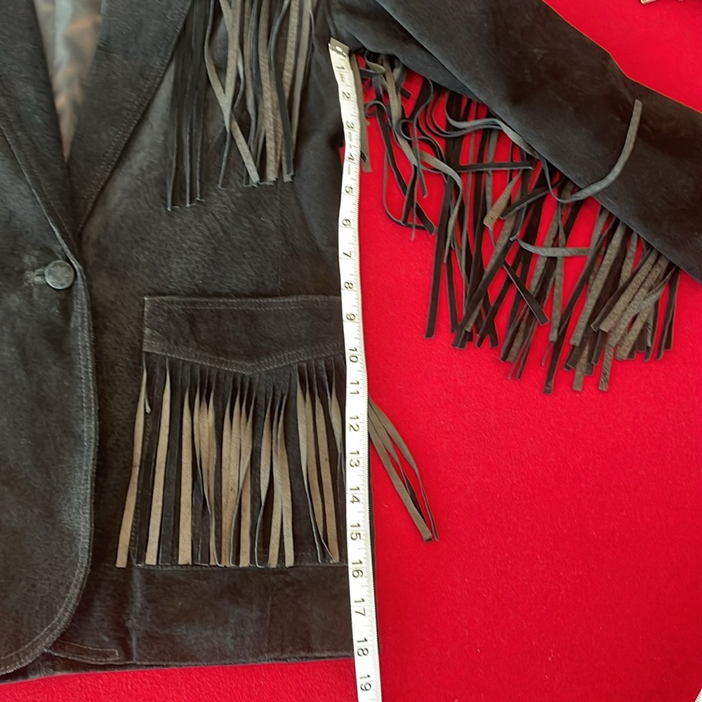 Vintage Rare CONTEMPO Casuals Fringe Leather Jacket - Picture 7 of 11